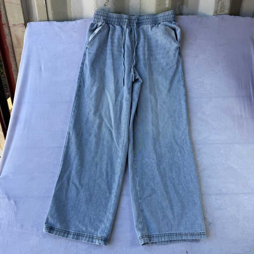 Vanilla Star Jeans Women's Medium Blue Denim Light Wash Drawstring Waist Grunge